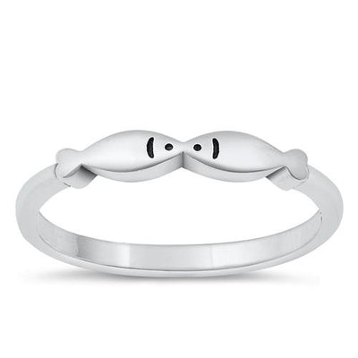 Sterling Silver Oxidized Fish Ring