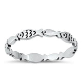 Sterling Silver Oxidized Fish Ring