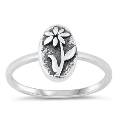 Sterling Silver Oxidized Flower Ring