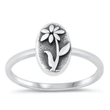 Sterling Silver Oxidized Flower Ring