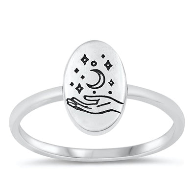 Sterling Silver Oxidized Flower Ring