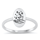 Sterling Silver Oxidized Flower Ring