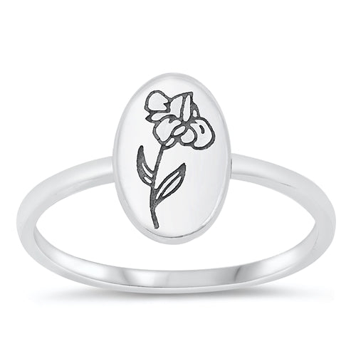 Sterling Silver Oxidized Flower Ring