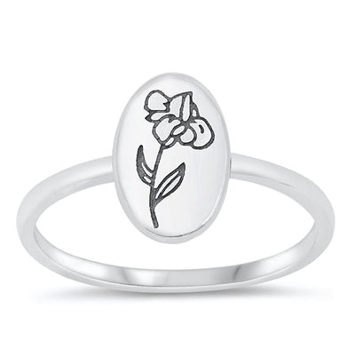 Sterling Silver Oxidized Flower Ring