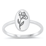 Sterling Silver Oxidized Flower Ring