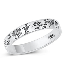 Load image into Gallery viewer, Sterling Silver Oxidized Flowers Ring