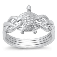 Load image into Gallery viewer, Sterling Silver High Polish Turtle Puzzle Ring