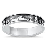 Sterling Silver Oxidized Mountains And Trees Ring