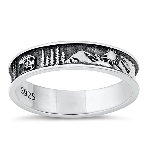 Sterling Silver Oxidized Scenery Ring