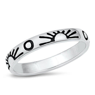 Sterling Silver Oxidized Sun Shape Ring