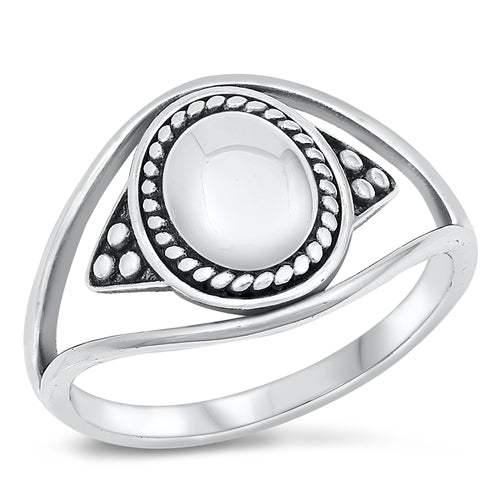 Sterling Silver Oxidized Spring Oval Shape Ring