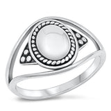 Sterling Silver Oxidized Spring Oval Shape Ring