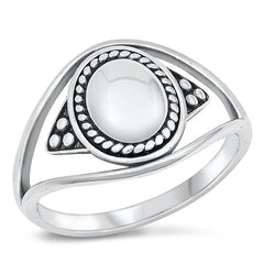 Sterling Silver Oxidized Spring Oval Shape Ring