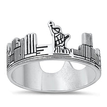 Load image into Gallery viewer, Sterling Silver Oxidized New York Skyline Shape Ring