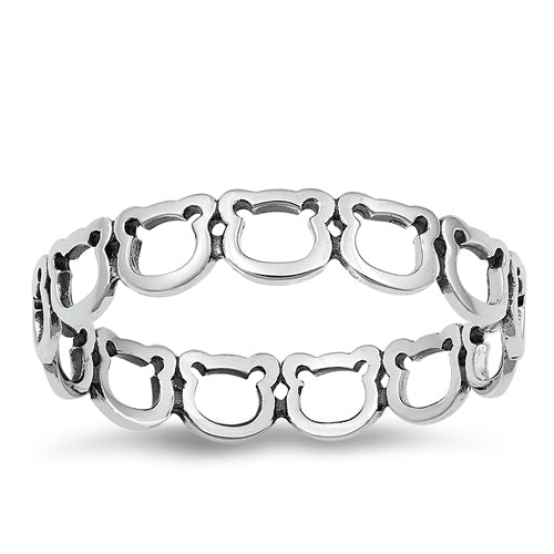 Sterling Silver Oxidized Bears Ring