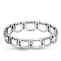Sterling Silver Oxidized Bears Ring