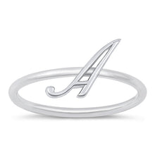 Load image into Gallery viewer, Sterling Silver Rhodium Plated Alphabet A Ring