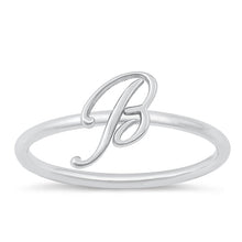 Load image into Gallery viewer, Sterling Silver Rhodium Plated Alphabet B Ring