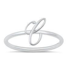 Load image into Gallery viewer, Sterling Silver Rhodium Plated Alphabet C Ring