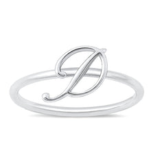Load image into Gallery viewer, Sterling Silver Rhodium Plated Alphabet D Ring