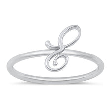 Load image into Gallery viewer, Sterling Silver Rhodium Plated Alphabet E Ring