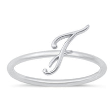 Load image into Gallery viewer, Sterling Silver Rhodium Plated Alphabet F Ring