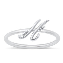 Load image into Gallery viewer, Sterling Silver Rhodium Plated Alphabet H Ring