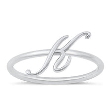 Load image into Gallery viewer, Sterling Silver Rhodium Plated Alphabet K Ring