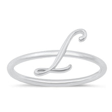 Load image into Gallery viewer, Sterling Silver Rhodium Plated Alphabet L Ring
