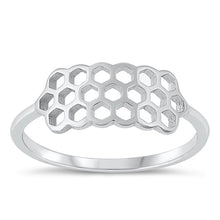 Load image into Gallery viewer, Sterling Silver Rhodium Plated Honeycomb Ring