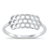 Sterling Silver Rhodium Plated Honeycomb Ring