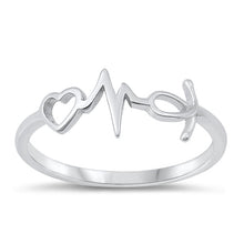 Load image into Gallery viewer, Sterling Silver Oxidized Heart And EKG Ring