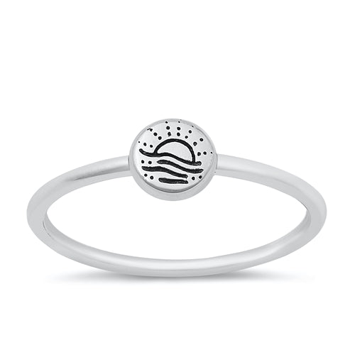 Sterling Silver Oxidized Ocean And Sunset Ring