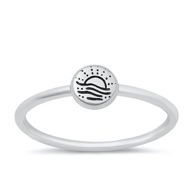Sterling Silver Oxidized Ocean And Sunset Ring