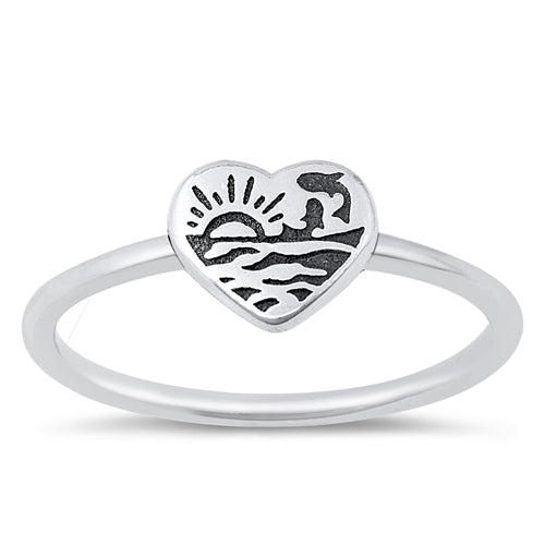 Sterling Silver Oxidized Beach Sunset Ring