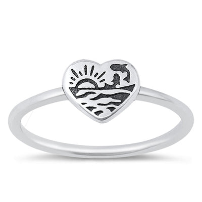 Sterling Silver Oxidized Beach Sunset Ring