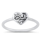 Sterling Silver Oxidized Beach Sunset Ring