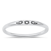 Load image into Gallery viewer, Sterling Silver Oxidized Sun and Wings Ring