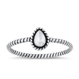 Sterling Silver Oxidized Pear Ring