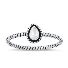 Sterling Silver Oxidized Pear Ring