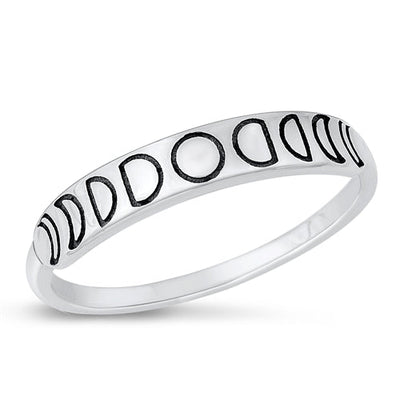 Sterling Silver Oxidized Moon Phase Ring