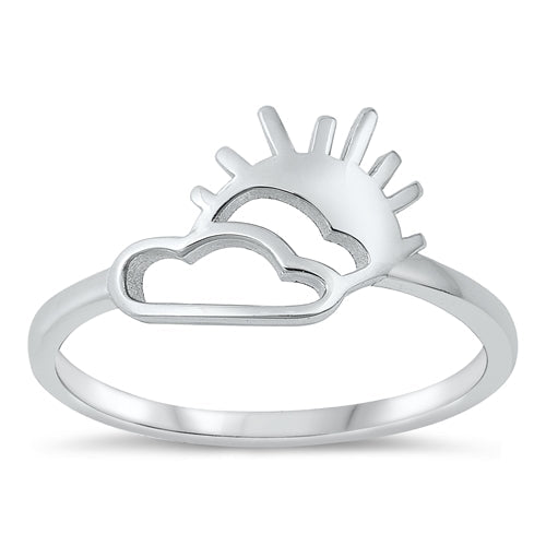 Sterling Silver Oxidized Sun and Cloud Ring