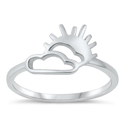 Sterling Silver Oxidized Sun and Cloud Ring