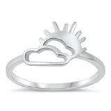 Sterling Silver Oxidized Sun and Cloud Ring