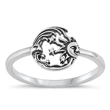 Load image into Gallery viewer, Sterling Silver Oxidized Moon, star and Sun Ring