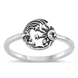 Sterling Silver Oxidized Moon, star and Sun Ring