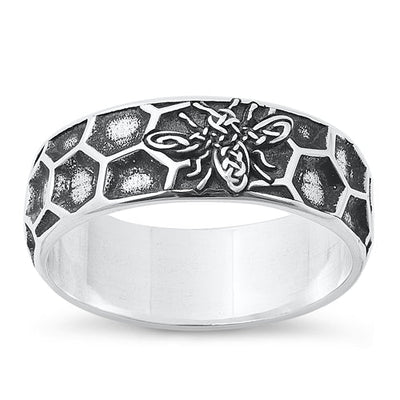 Sterling Silver Oxidized Celtic Bee Ring