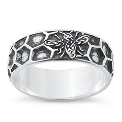 Sterling Silver Oxidized Celtic Bee Ring