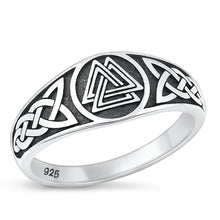 Load image into Gallery viewer, Sterling Silver Oxidized Celtic Valknut Ring