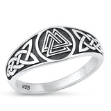 Sterling Silver Oxidized Celtic Valknut Ring